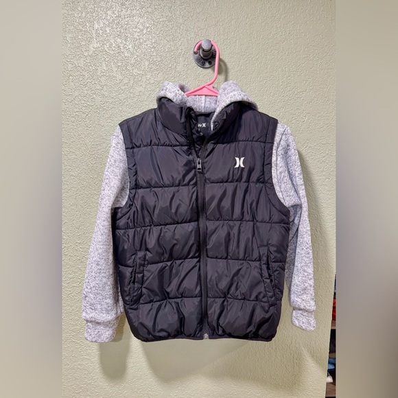 Hurley Other - Hurley Kids Black Puffer Vest with Gray Sleeves